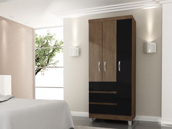 GUARDA ROUPA 2003 3 PORTAS 3 GAVETAS ARAMÓVEIS